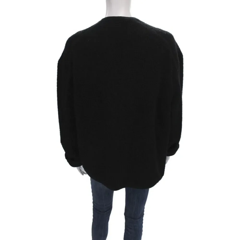 COS Womens Black Zip Wool Blend Classic Jacket Round Neck Size S